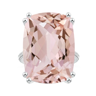 27x16.5mm AA Prong-Set GIA Certified Solitaire Cushion Morganite Feather Ring in P950 Platinum