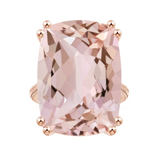 27x16.5mm AA Prong-Set GIA Certified Solitaire Cushion Morganite Feather Ring in Rose Gold