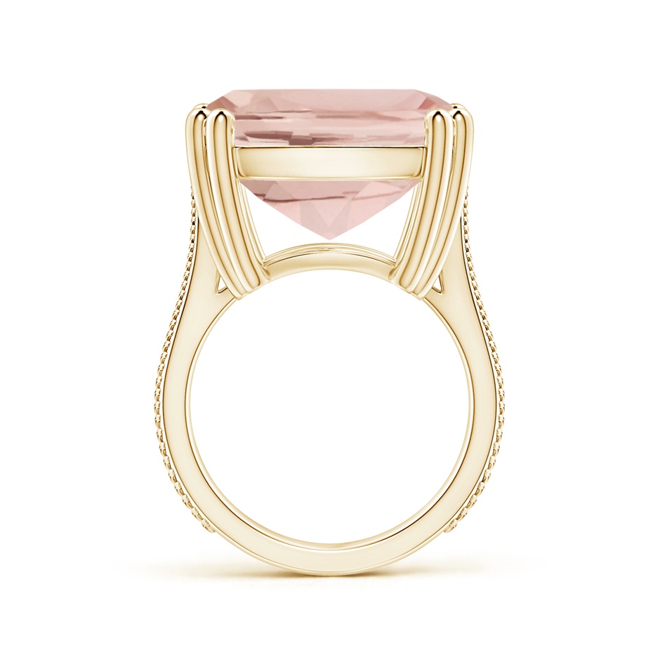 27x16.5mm AA Prong-Set GIA Certified Solitaire Cushion Morganite Feather Ring in Yellow Gold side-1