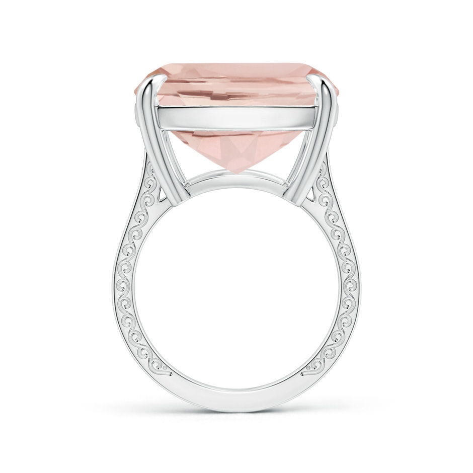 27x16.5mm AA Claw-Set GIA Certified Cushion Morganite Scroll Ring with Diamonds  in P950 Platinum side-1
