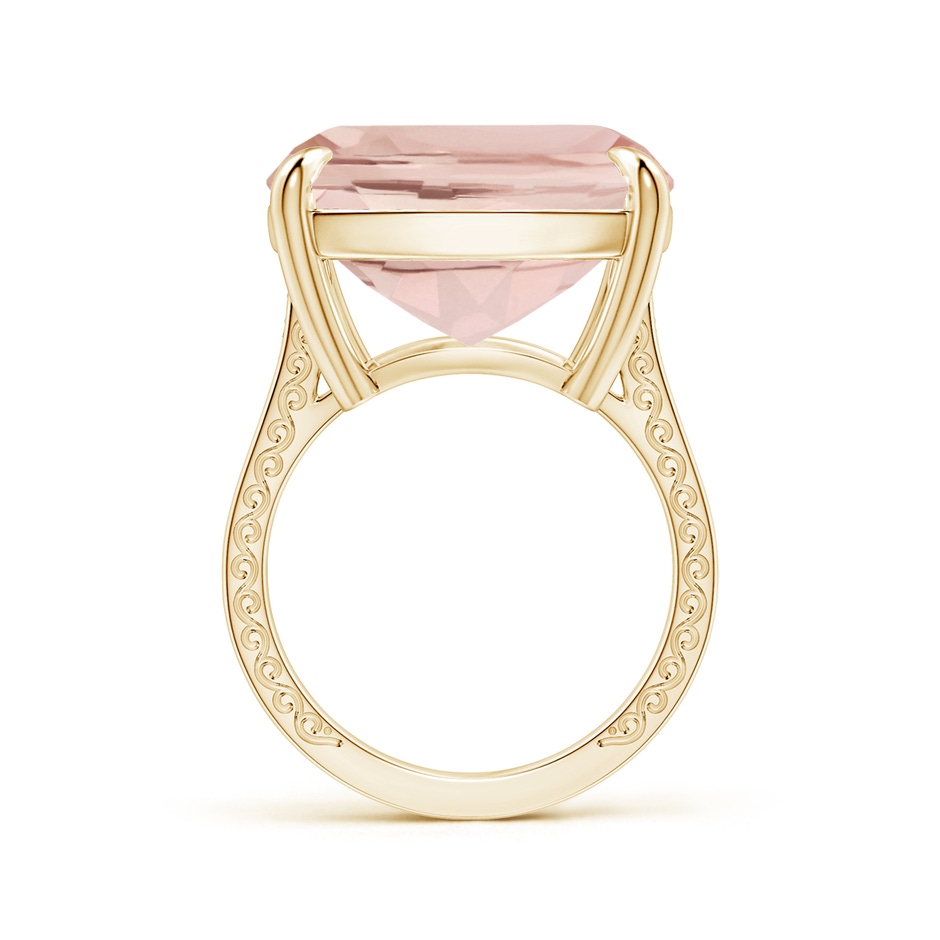 27x16.5mm AA Claw-Set GIA Certified Cushion Morganite Scroll Ring with Diamonds  in Yellow Gold side-1
