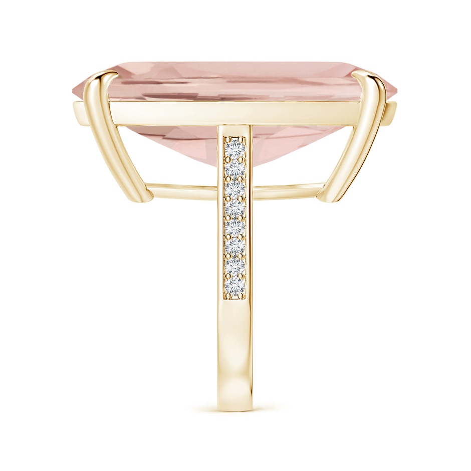27x16.5mm AA Claw-Set GIA Certified Cushion Morganite Scroll Ring with Diamonds  in Yellow Gold side-2