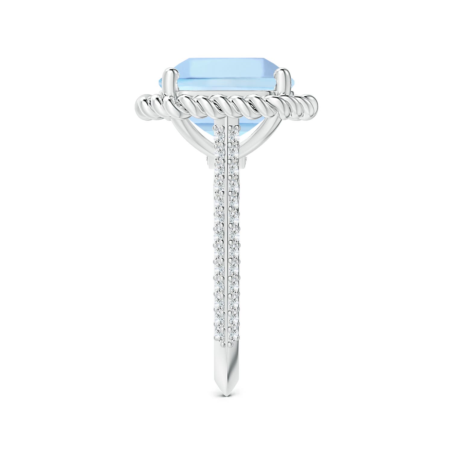 11.83x12.25x9.04mm AAA GIA Certified Prong-Set Square Emerald-Cut Aquamarine Knife Edge Ring with Diamonds in 18CT White Gold - side 5