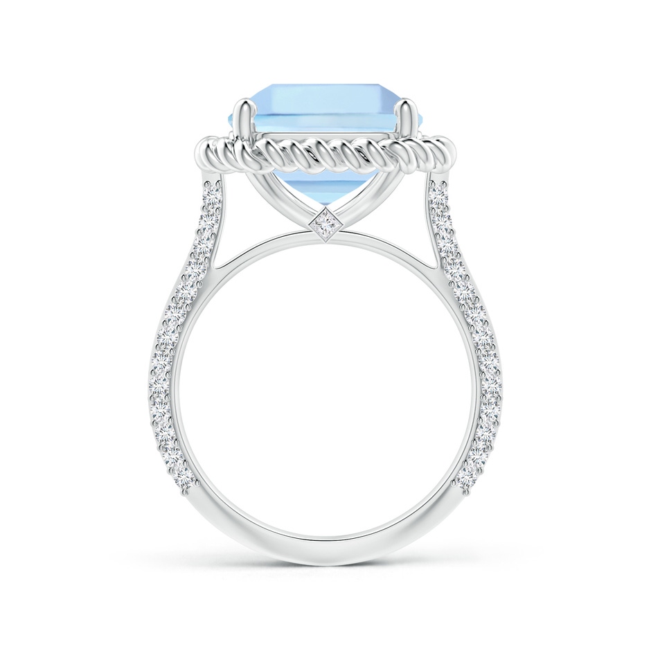 11.83x12.25x9.04mm AAA GIA Certified Prong-Set Square Emerald-Cut Aquamarine Knife Edge Ring with Diamonds in P950 Platinum side-1