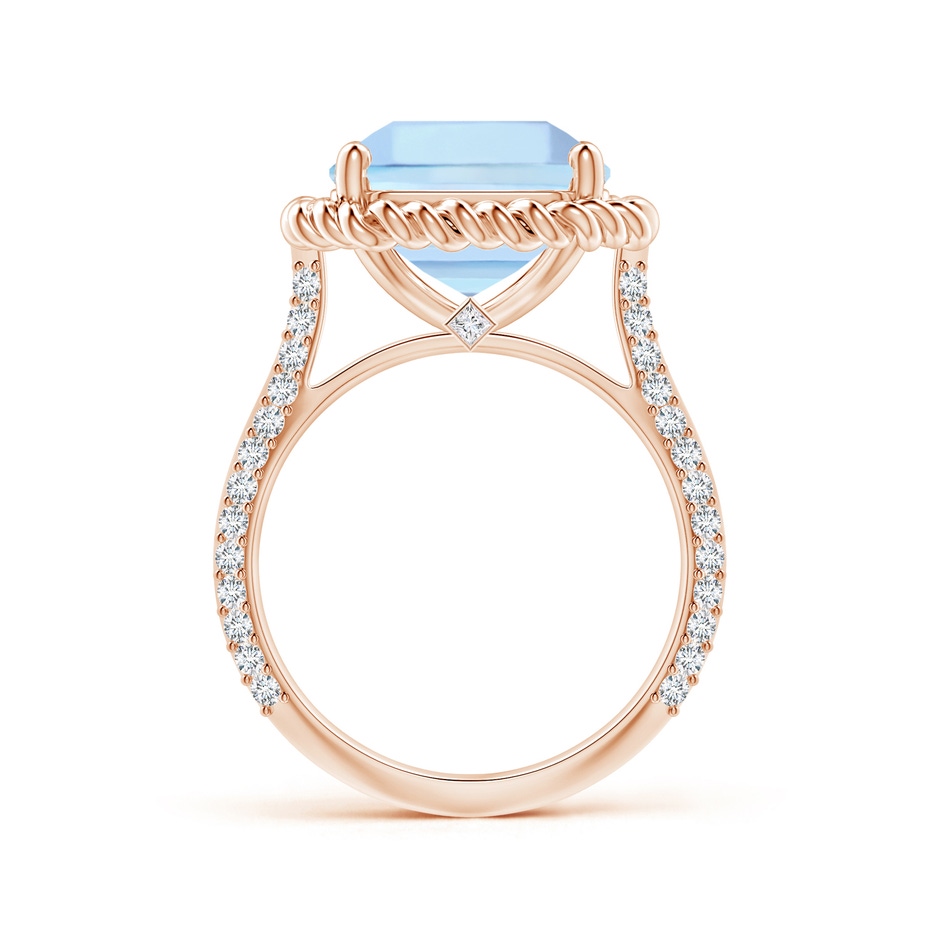 11.83x12.25x9.04mm AAA GIA Certified Prong-Set Square Emerald-Cut Aquamarine Knife Edge Ring with Diamonds in Rose Gold side-1