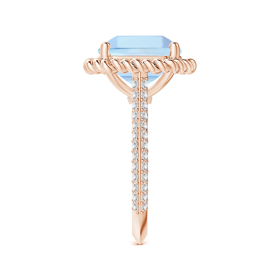 11.83x12.25x9.04mm AAA GIA Certified Prong-Set Square Emerald-Cut Aquamarine Knife Edge Ring with Diamonds in Rose Gold side-2