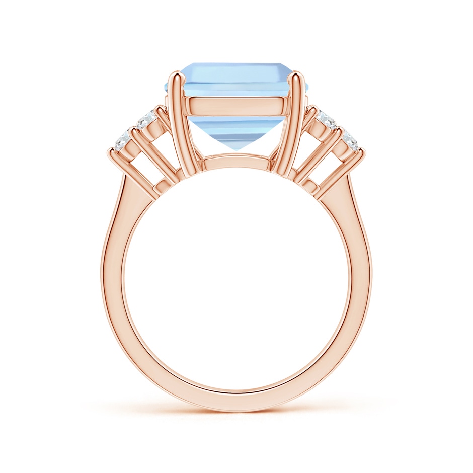 11.83x12.25x9.04mm AAA GIA Certified Square Emerald-Cut Aquamarine Ring with Diamonds in 18K Rose Gold side-1