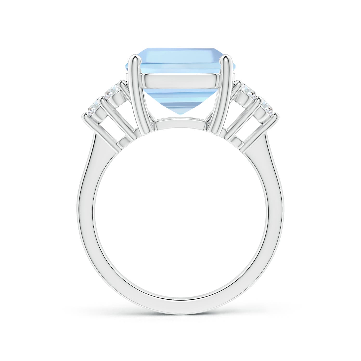 11.83x12.25x9.04mm AAA GIA Certified Square Emerald-Cut Aquamarine Ring with Diamonds in 18K White Gold - side 2