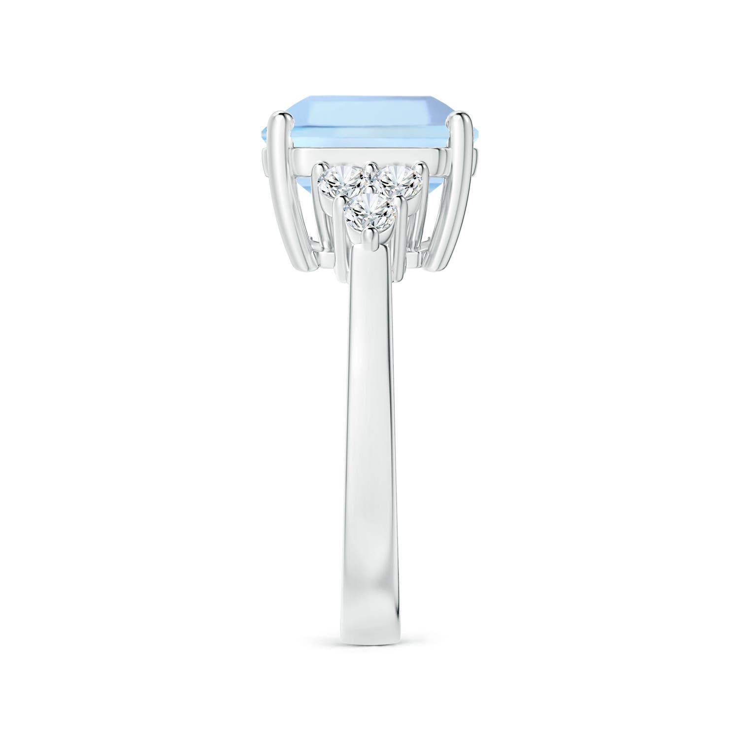 11.83x12.25x9.04mm AAA GIA Certified Square Emerald-Cut Aquamarine Ring with Diamonds in 18K White Gold - side 5