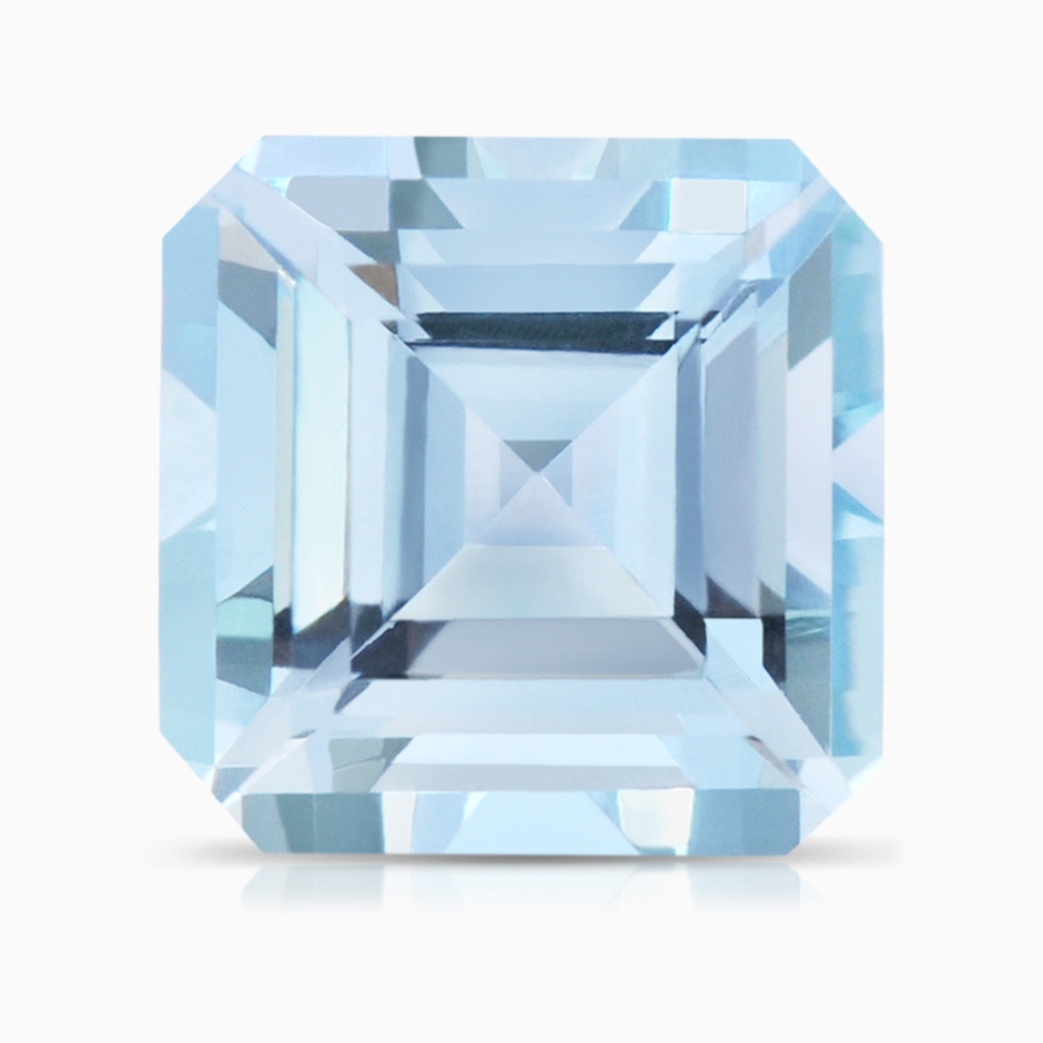 11.83x12.25x9.04mm AAA GIA Certified Square Emerald-Cut Aquamarine Ring with Diamonds in 18K White Gold stone