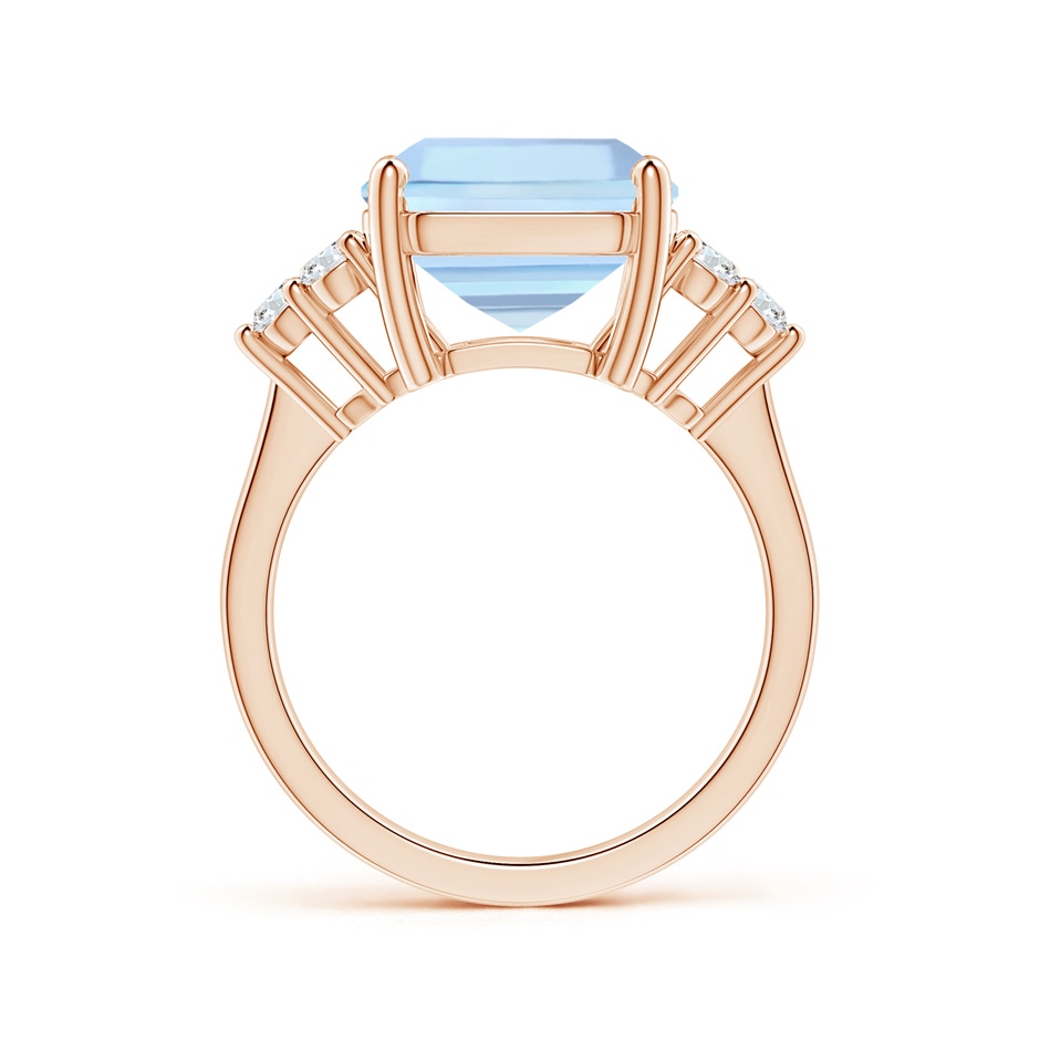 11.83x12.25x9.04mm AAA GIA Certified Square Emerald-Cut Aquamarine Ring with Diamonds in Rose Gold side-1