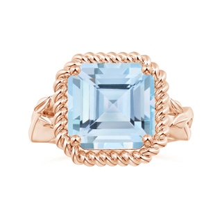 11.83x12.25x9.04mm AAA Nature Inspired GIA Certified Square Emerald-Cut Aquamarine Ring with Halo  in 9K Rose Gold