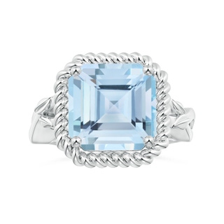 11.83x12.25x9.04mm AAA Nature Inspired GIA Certified Square Emerald-Cut Aquamarine Ring with Halo  in P950 Platinum