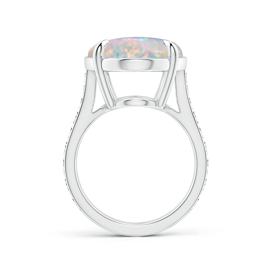 21.01x15.30x5.81mm AAAA Claw-Set GIA Certified Solitaire Oval Opal Reverse Tapered Ring with Scrollwork in 18K White Gold side-1