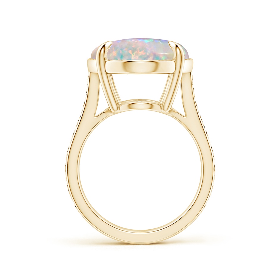 21.01x15.30x5.81mm AAAA Claw-Set GIA Certified Solitaire Oval Opal Reverse Tapered Ring with Scrollwork in 9K Yellow Gold side-1