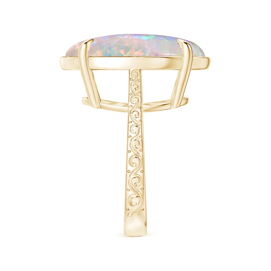 21.01x15.30x5.81mm AAAA Claw-Set GIA Certified Solitaire Oval Opal Reverse Tapered Ring with Scrollwork in 9K Yellow Gold side-2