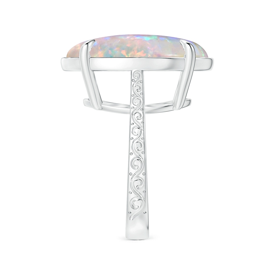 21.01x15.30x5.81mm AAAA Claw-Set GIA Certified Solitaire Oval Opal Reverse Tapered Ring with Scrollwork in P950 Platinum Side-2