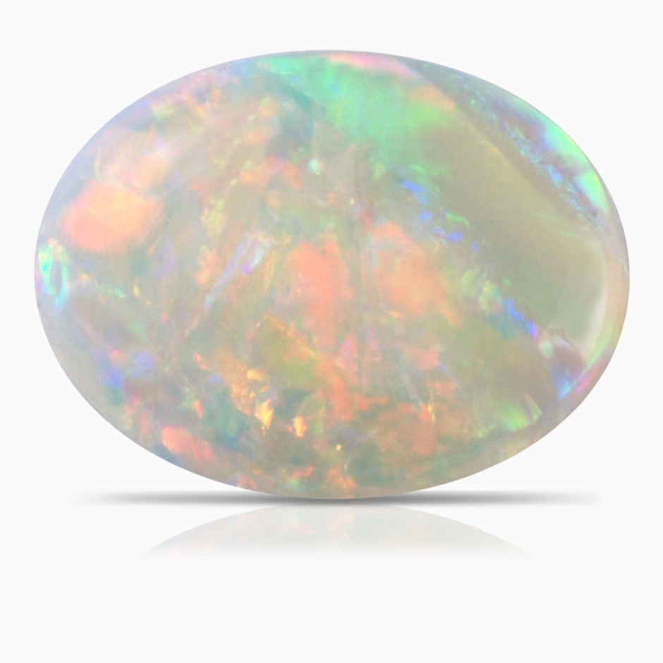 21.01x15.30x5.81mm AAAA Claw-Set GIA Certified Solitaire Oval Opal Reverse Tapered Ring with Scrollwork in P950 Platinum Stone
