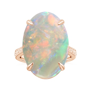 21.01x15.30x5.81mm AAAA Claw-Set GIA Certified Solitaire Oval Opal Reverse Tapered Ring with Scrollwork in Rose Gold