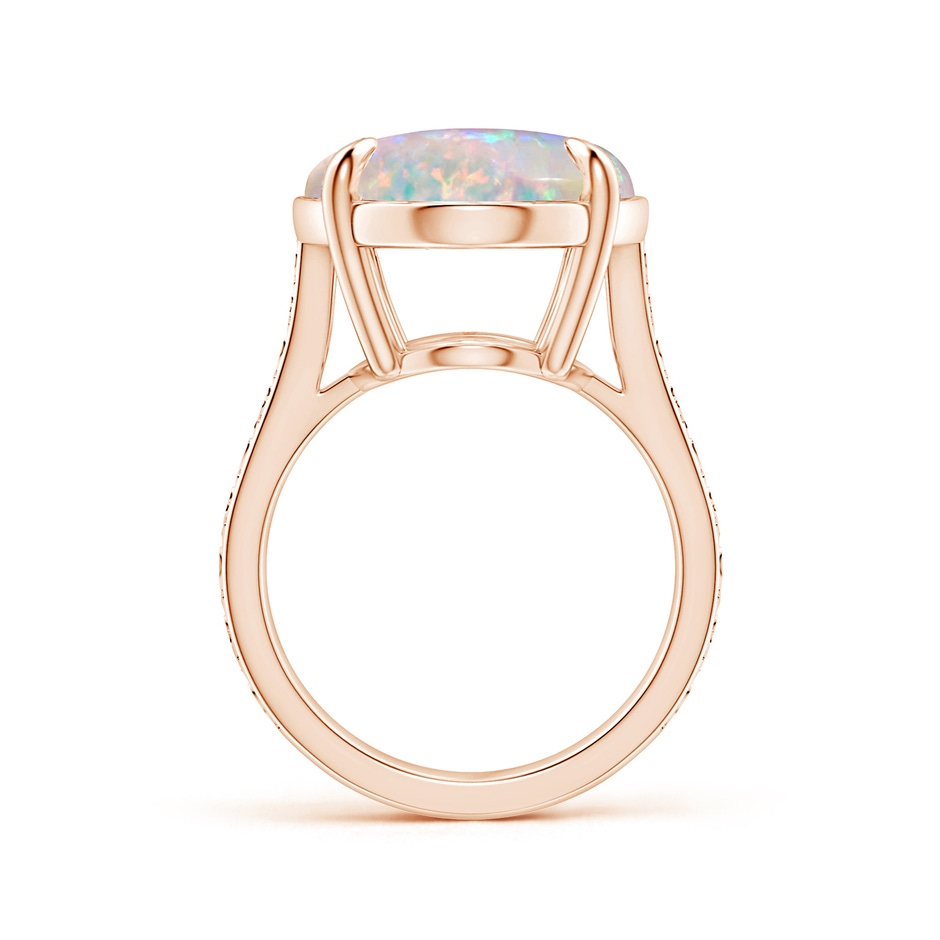 21.01x15.30x5.81mm AAAA Claw-Set GIA Certified Solitaire Oval Opal Reverse Tapered Ring with Scrollwork in Rose Gold Side-1
