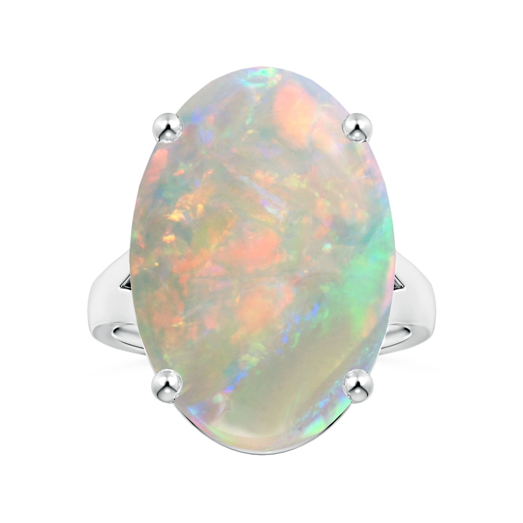 21.01x15.30x5.81mm AAAA Prong-Set GIA Certified Solitaire Oval Opal Split Shank Ring in 18K White Gold 