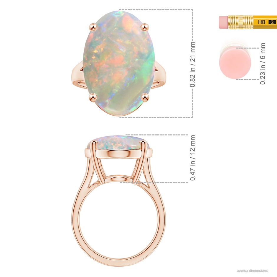 21.01x15.30x5.81mm AAAA Prong-Set GIA Certified Solitaire Oval Opal Split Shank Ring in Rose Gold ruler