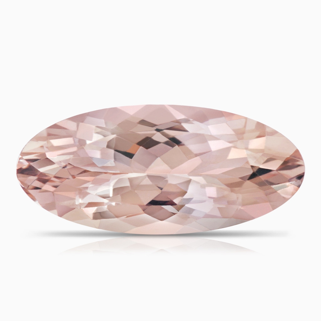 30x13mm AA GIA Certified Oval Morganite Reverse Tapered Shank Ring with Diamonds in 18K White Gold Stone