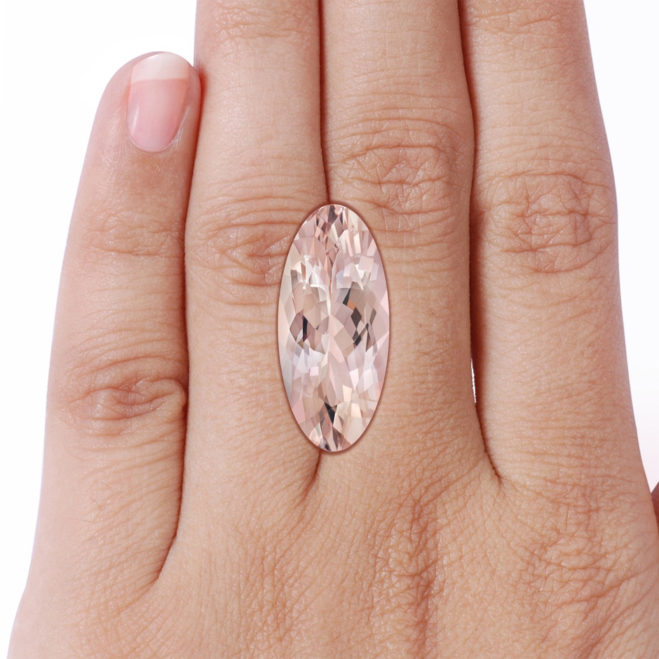 30x13mm AA GIA Certified Oval Morganite Reverse Tapered Shank Ring with Diamonds in 18K White Gold stone-body