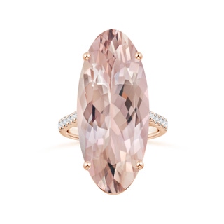 30x13mm AA GIA Certified Oval Morganite Reverse Tapered Shank Ring with Diamonds in Rose Gold