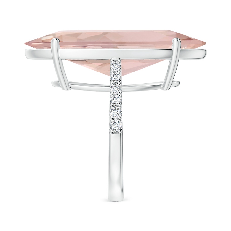 30x13mm AA GIA Certified Oval Morganite Reverse Tapered Shank Ring with Diamonds in White Gold side 399