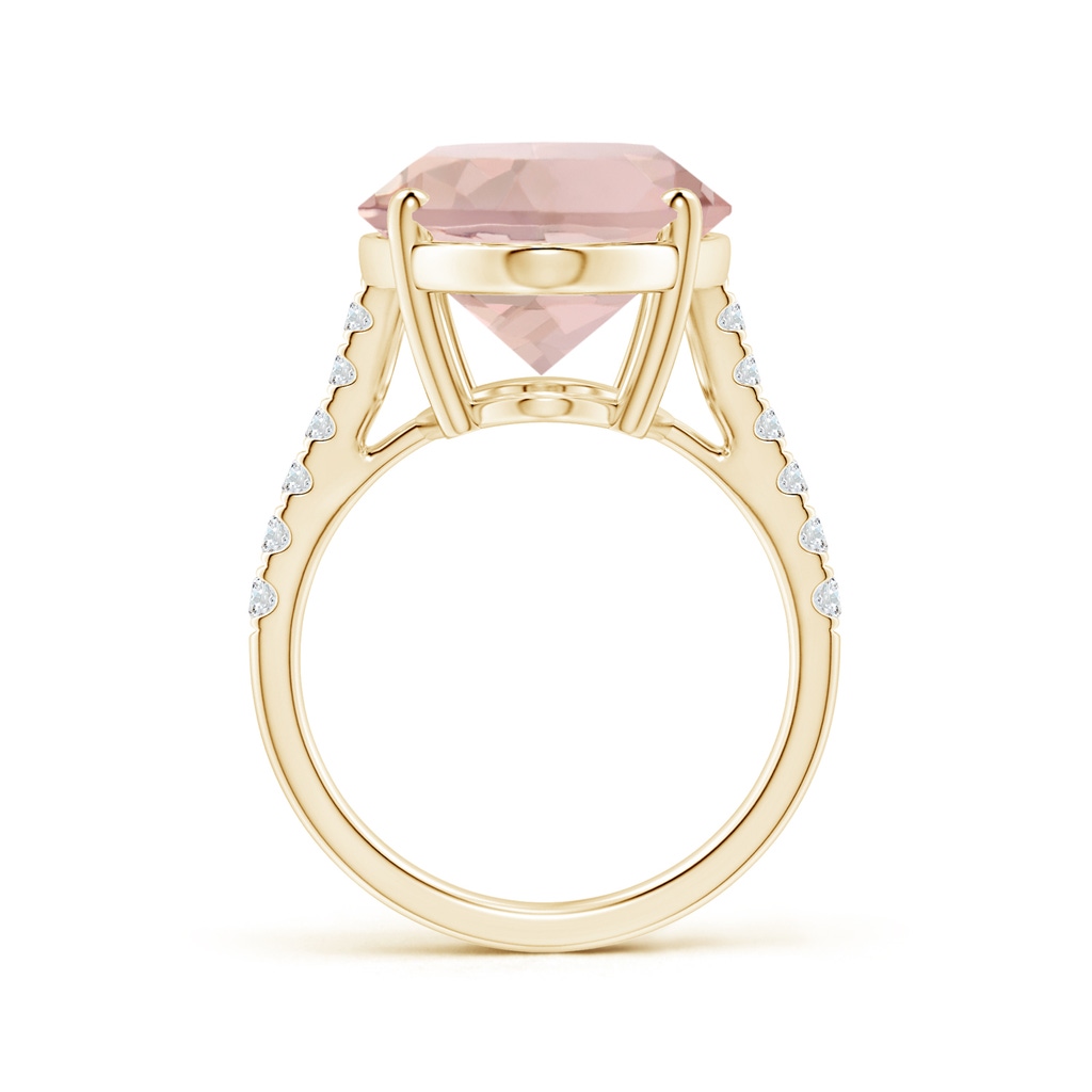 30x13mm AA GIA Certified Oval Morganite Reverse Tapered Shank Ring with Diamonds in Yellow Gold - side 199