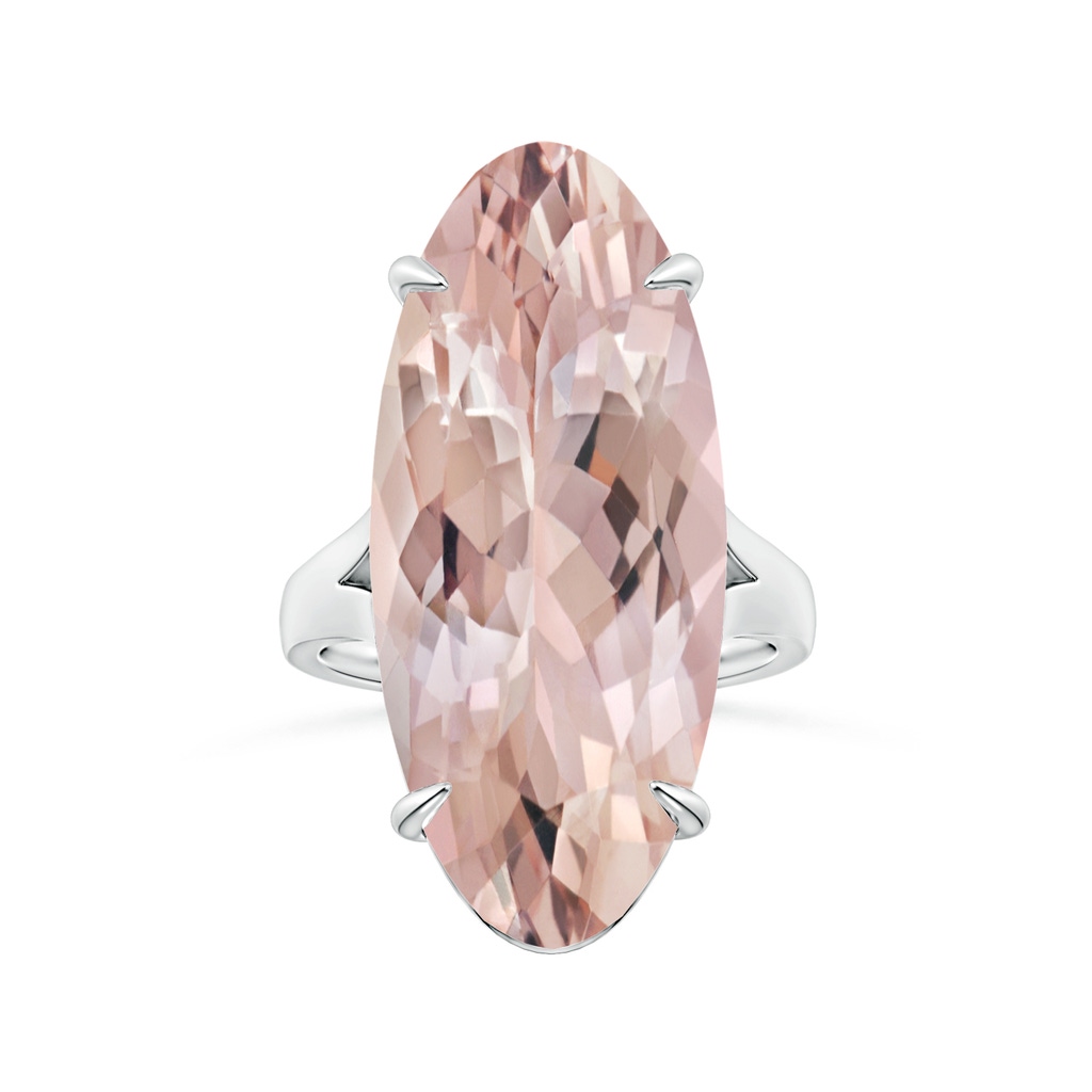 30x13mm AA Claw-Set GIA Certified Solitaire Oval Morganite Split Shank Ring in 18K White Gold
