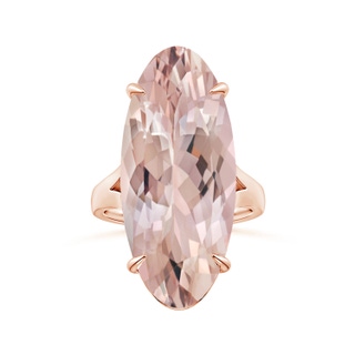 30x13mm AA Claw-Set GIA Certified Solitaire Oval Morganite Split Shank Ring in 9K Rose Gold