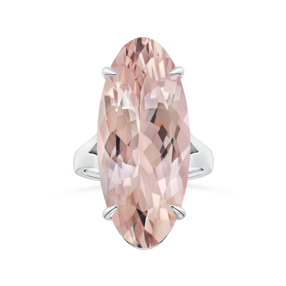 30x13mm AA Claw-Set GIA Certified Solitaire Oval Morganite Split Shank Ring in White Gold 