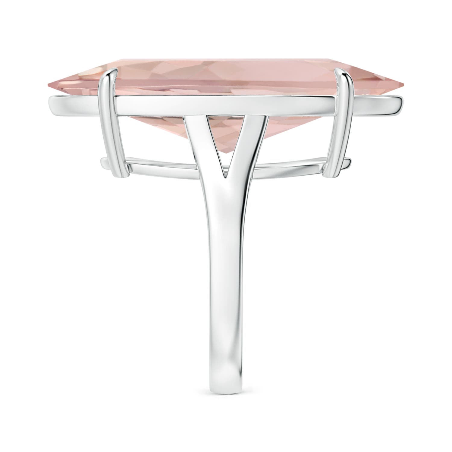 30x13mm AA Claw-Set GIA Certified Solitaire Oval Morganite Split Shank Ring in White Gold - side 5