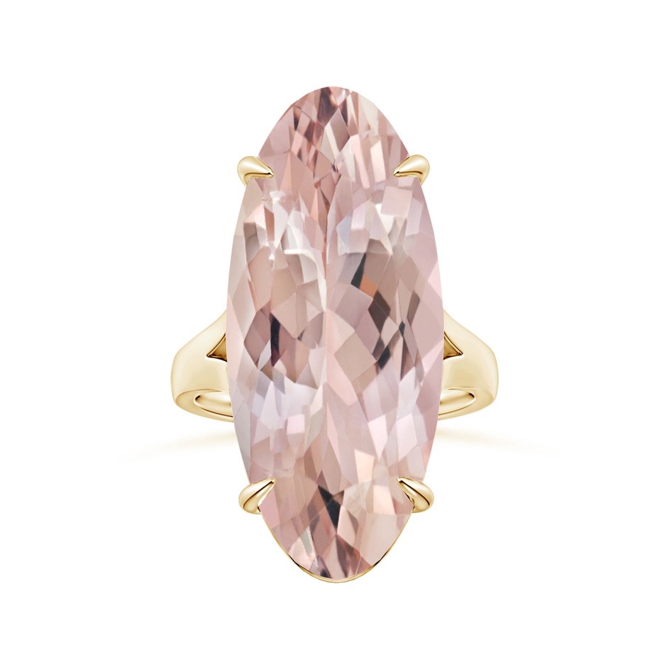 30x13mm AA Claw-Set GIA Certified Solitaire Oval Morganite Split Shank Ring in Yellow Gold 