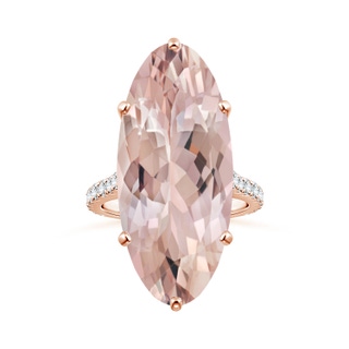 30x13mm AA Peg-Set GIA Certified Oval Morganite Ring with Diamonds in 10K Rose Gold