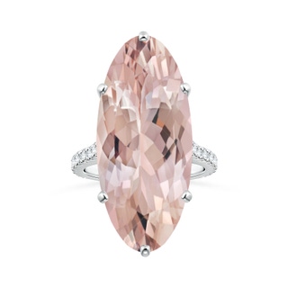 30x13mm AA Peg-Set GIA Certified Oval Morganite Ring with Diamonds in 18K White Gold