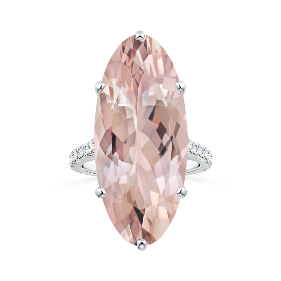 30x13mm AA Peg-Set GIA Certified Oval Morganite Ring with Diamonds in 18K White Gold 