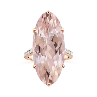 30x13mm AA Peg-Set GIA Certified Oval Morganite Ring with Diamonds in Rose Gold