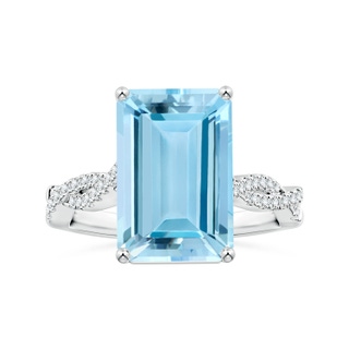 13.16x11.11x7.42mm AAAA GIA Certified Emerald-Cut Aquamarine Ring with Diamond Twist Shank in P950 Platinum