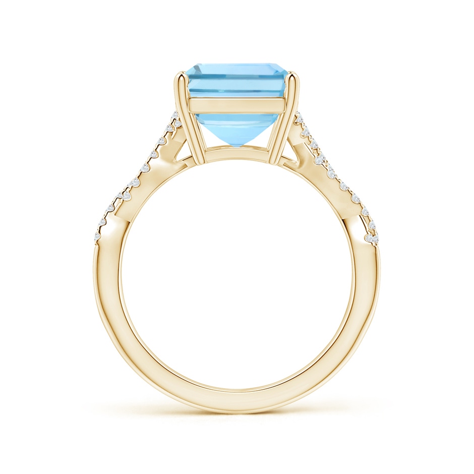 13.16x11.11x7.42mm AAAA GIA Certified Emerald-Cut Aquamarine Ring with Diamond Twist Shank in Yellow Gold side-1