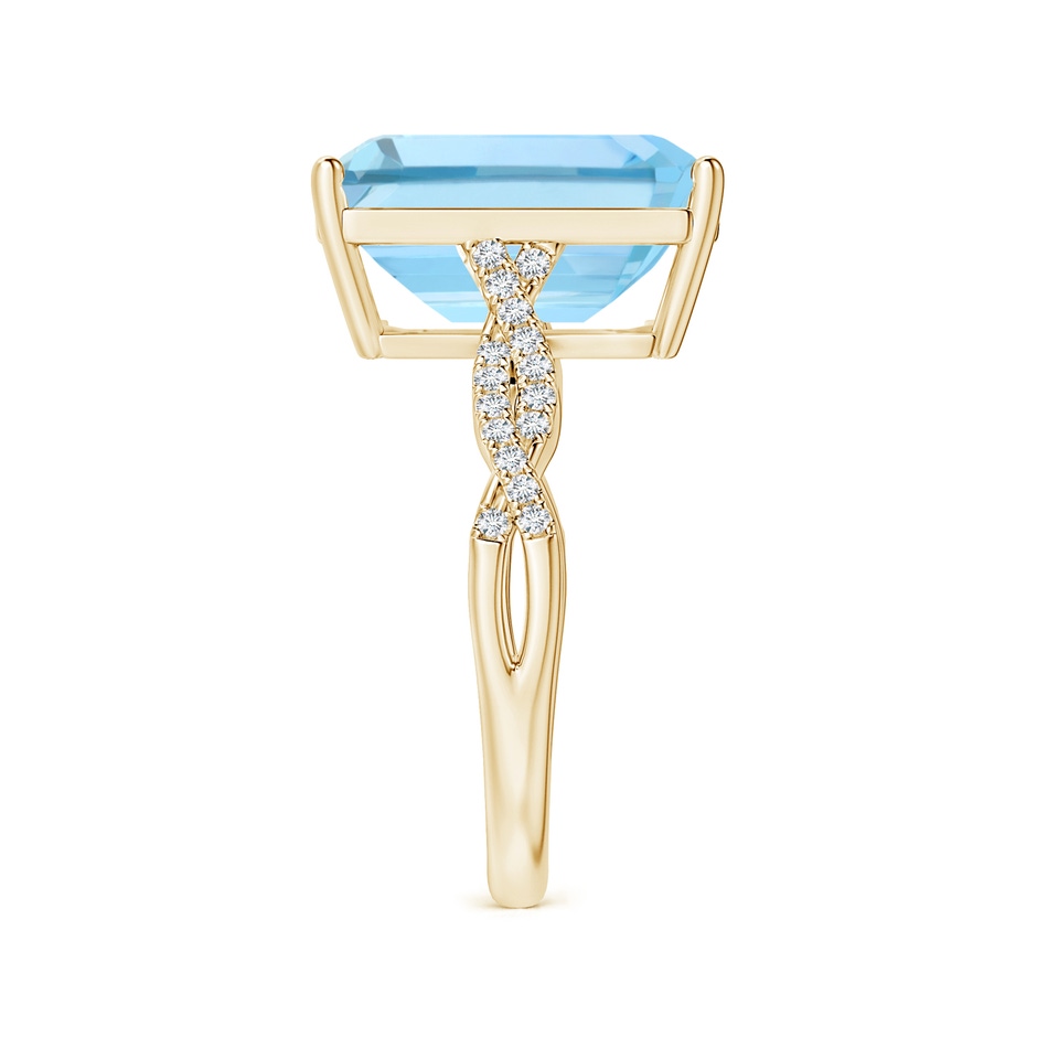 13.16x11.11x7.42mm AAAA GIA Certified Emerald-Cut Aquamarine Ring with Diamond Twist Shank in Yellow Gold side-2