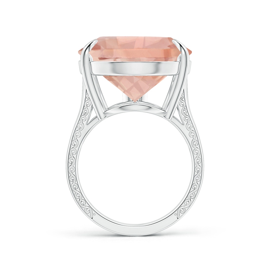 20x17mm AAA GIA Certified Solitaire Pear-Shaped Morganite Split Shank Ring with Scrollwork in 18K White Gold side-1