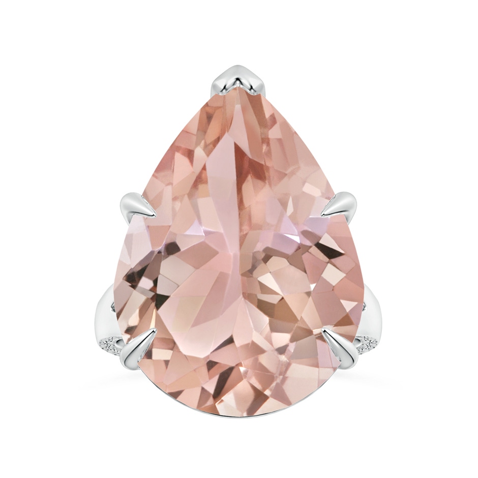 20x17mm AAA GIA Certified Solitaire Pear-Shaped Morganite Split Shank Ring with Scrollwork in P950 Platinum 
