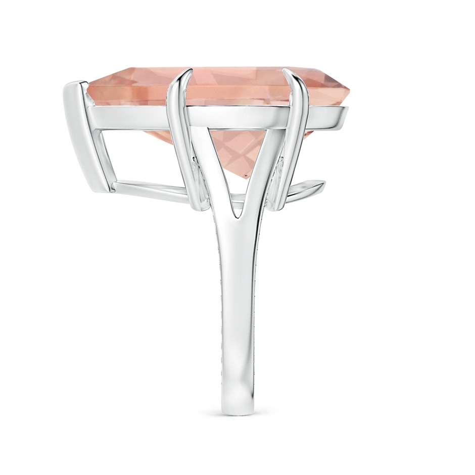 20x17mm AAA GIA Certified Solitaire Pear-Shaped Morganite Split Shank Ring with Scrollwork in P950 Platinum side-2