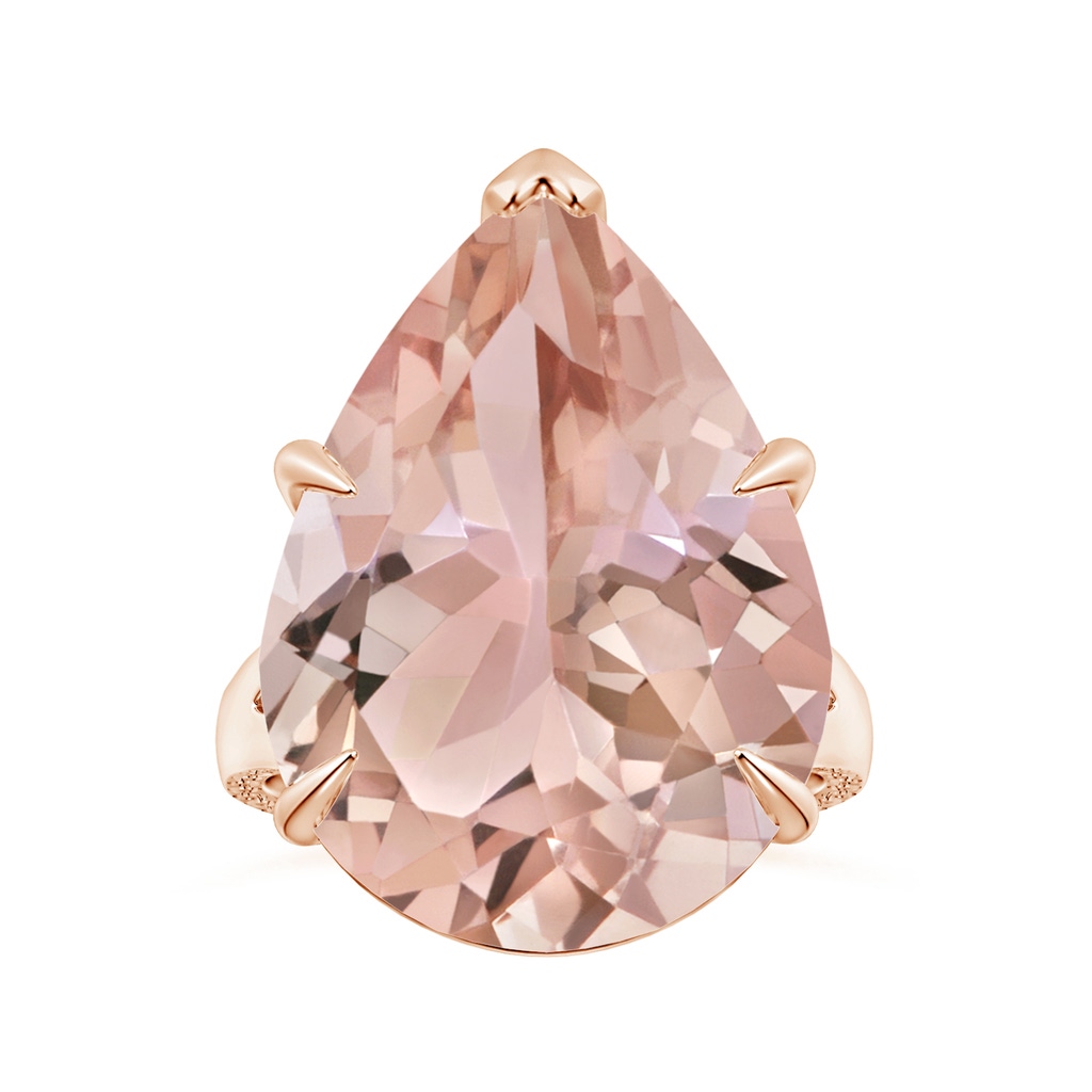 20x17mm AAA GIA Certified Solitaire Pear-Shaped Morganite Split Shank Ring with Scrollwork in Rose Gold