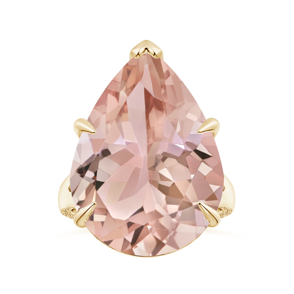 20x17mm AAA GIA Certified Solitaire Pear-Shaped Morganite Split Shank Ring with Scrollwork in Yellow Gold