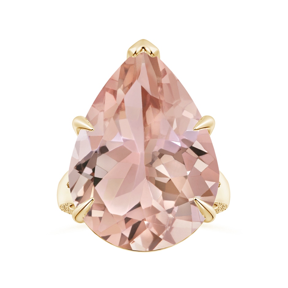 20x17mm AAA GIA Certified Solitaire Pear-Shaped Morganite Split Shank Ring with Scrollwork in Yellow Gold 