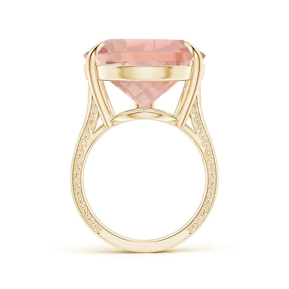 20x17mm AAA GIA Certified Solitaire Pear-Shaped Morganite Split Shank Ring with Scrollwork in Yellow Gold side-1